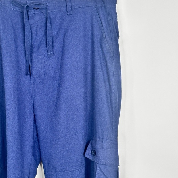 NWT Navy Blue Cargo Capri pants Trust 19" Length Linen blend size 36 - Picture 3 of 11